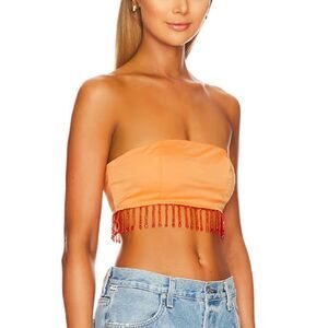 NEW Superdown Evie Beaded Crop Top Orange Size XS
